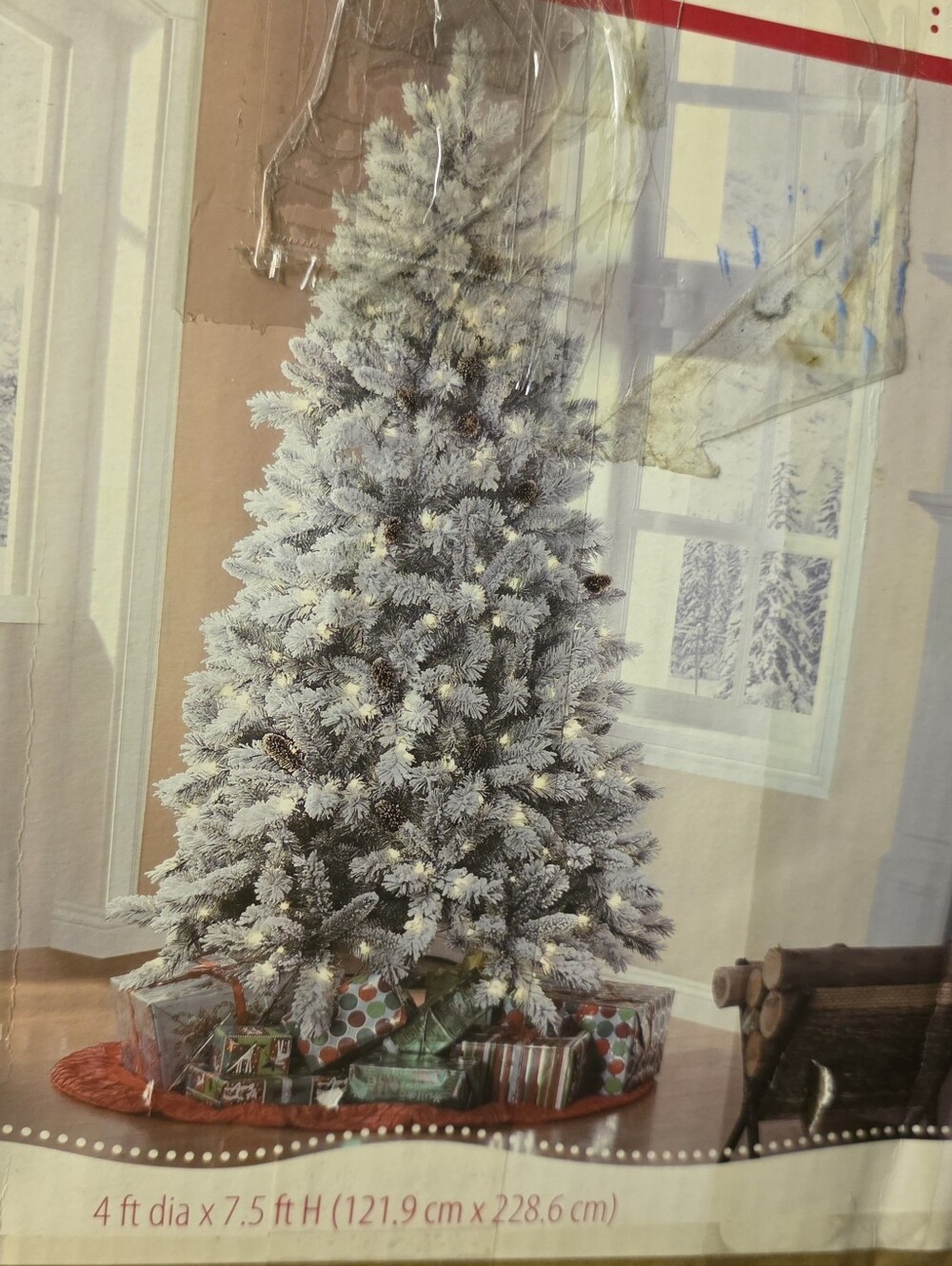 7.5-ft Frosted Pre-Lit Pine Holiday Tree - White